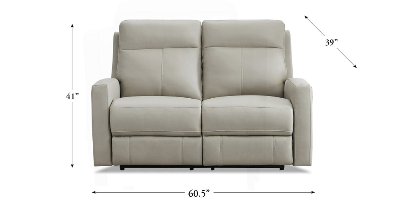 Vienna Power Headrest Reclining Leather Sofa Collection, Ice